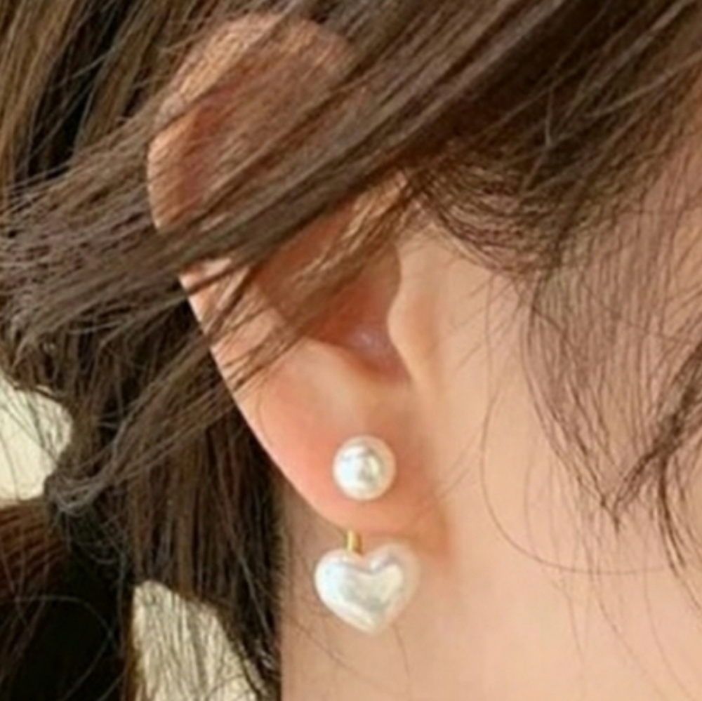 NEW Pearl Heart Earrings - Picture 2 of 11
